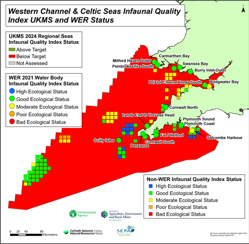 Western channel & Celtic seas infaunal quality index UKMS and WER status.