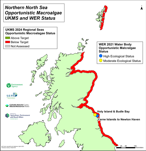 Map of the UK's Northern North Sea coast line.