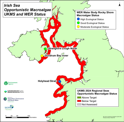 Map of the UK's Irish sea coast line.