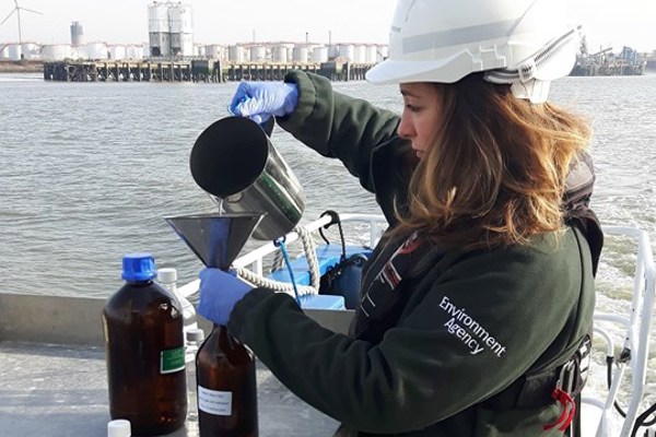 A Water Framework Directive sea water sample being processed