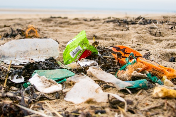 Litter on a beach