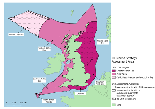 Map of the UK and surrounding seas within the UK's EEZ.