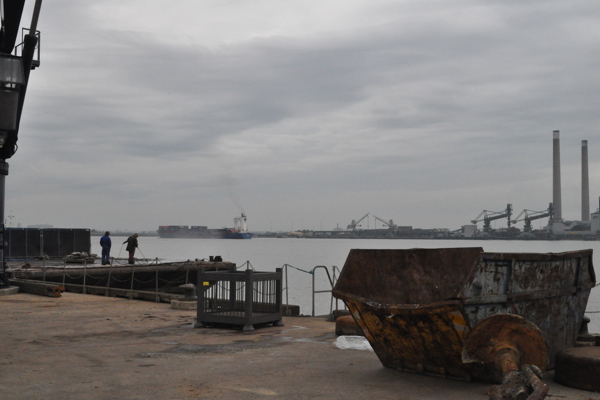 Metal objects on dockside